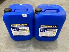 2 X FERNOX FC1 INHIBITOR CORROSION AND LIMESCALE INHIBITOR FOR COMMERCIAL HEATING SYSTEM 20L - TOTAL LOT RRP £396 (ZONE 1) (COLLECTION ONLY)