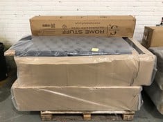 APPROX 150 X 200CM BED BASE IN DARK GREY VELVET WITH HEADBOARD TO INCLUDE SERAFIK APPROX 150 X 200CM ROLLED OPEN SPRUNG MATTRESS (ZONE 4) (KERBSIDE PALLET DELIVERY)