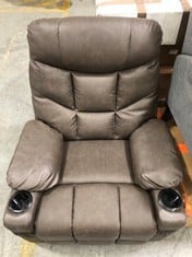 HOMCOM SINGLE LEATHER RECLINER ARMCHAIR IN BROWN - MODEL NO. 839-638V70BN - RRP £280 (ZONE 4)