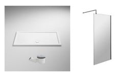 RECTANGULAR SHOWER TRAY 1800MM X 900MM - PRODUCT CODE: NTP074 TO INCLUDE 1400MM WETROOM SCREEN & SUPPORT BAR CHROME - PRODUCT CODE: WRSC14 TO INCLUDE FAST FLOW SHOWER WASTE CHROME - PRODUCT CODE: STW