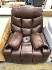 HOMCOM SINGLE LEATHER RECLINER ARMCHAIR IN BROWN (ZONE 4)