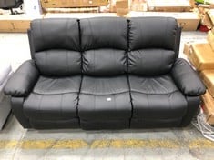 3 SEATER MANUAL RECLINER SOFA IN BLACK FAUX LEATHER (ZONE 4)