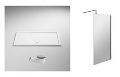 RECTANGULAR SHOWER TRAY 1500MM X 700MM - PRODUCT CODE: NTP041 TO INCLUDE 900MM WETROOM SCREEN & BLACK SUPPORT BAR - PRODUCT CODE: WRSG090 TO INCLUDE FAST FLOW SHOWER WASTE CHROME - PRODUCT CODE: STW0