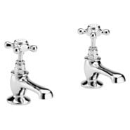 BAYSWATER CROSSHEAD HEX BASIN TAPS PAIR - WHITE/CHROME - PRODUCT CODE: BAYT101 - RRP £139 (ZONE 1)