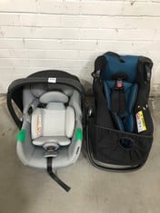 KINDERKRAFT LIGHT GREY / BLACK BABY CAR SEAT (ZONE 4) AND NANIA CHILD SAFETY CAR SEAT IN BLUE / BLACK (ZONE 5)