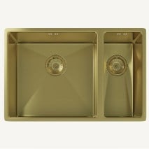 ELLSI ELITE UNDERMOUNT 1.5 BOWL KITCHEN SINK WITH WASTE AND OVERFLOW 670MM L X 440MM W - BRUSHED BRASS - PRODUCT CODE: PDT-000383 - RRP £470 (ZONE 1)