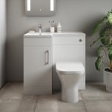 HARPER GROVE MATT WHITE L SHAPE BASIN AND WC UNIT TO INCLUDE L SHAPE BASIN UNIT TO INCLUDE WC UNIT TO INCLUDE KALK MONO BASIN MIXER WITH PUSH BUTTON WASTE - TOTAL LOT RRP £964 (ZONE 1) (KERBSIDE PALL