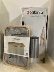 BRABANTIA 30L TOUCH BIN IN SILVER AND BRABANTIA 40L FOLDABLE LAUNDRY BASKET