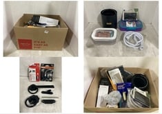 BOX OF ASSORTED HOME ACCESSORIES TO INCLUDE COMMAND DAMAGE FREE HOOKS