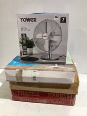 4 X ASSORTED FANS TO INCLUDE TOWER 12 INCH METAL DESK FAN