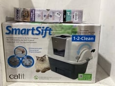 CATIT SMARTSIFT 1-2-CLEAN LITTER BOX WITH EASY SCOOPING SYSTEM TO INCLUDE I-CRATE 1-DOOR FOLDING CRATE