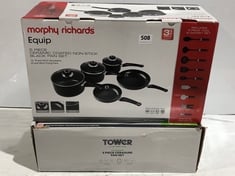 MORPHY RICHARDS EQUIP 5 PIECE CERAMIC COATED NON-STICK PAN SET TO INCLUDE TOWER ALUMINIUM 5 PIECE CERASURE PAN SET