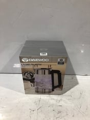 DAEWOOD 1.7L EASY-FILL KETTLE WITH LED ILLUMINATION 3000W AND DAEWOOD GLASS TOASTER WITH 6 BROWNING SETTINGS