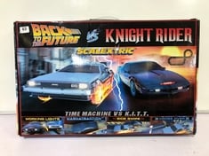 SCALEXTRIC BACK TO THE FUTURE TIME MACHINE VS KNIGHT RIDER K.I.T.T RACE TRACK RRP- £159.99