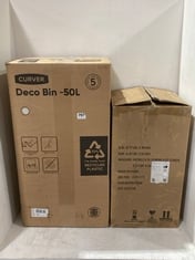 CURVER DECO BIN 50L TO INCLUDE BASICS RECTANGLE SOFT CLOSE WASTE BIN WITH STEEL BAR PEDAL