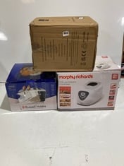 3 X ASSORTED HOUSEHOLD ITEMS TO INCLUDE MORPHY RICHARDS MULT-USE FASTBAKE BREADMAKER