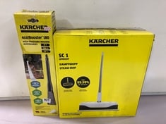 KARCHER SC 1 UPRIGHT STEAM MOP TO INCLUDE KARCHER ECO BOOSTER 180 HIGH PRESSURE WASHER ACCESSORIES K7