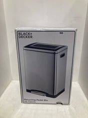 BLACK & DECKER RECYCLING PEDAL BIN 40L CAPACITY