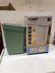 TOWER 50 LITRE SENSOR BIN TO INCLUDE CURVER READY TO COLLECT WASTE SEPERATION BIN IN GREEN