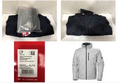 2X ASSORTED HELLY HANSEN JACKETS TO INCLUDE HELLY HANSEN CREW HOODED MIDLAYER JACKET MENS GREY FOG XL.