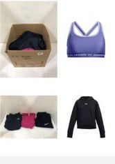 10X ASSORTED BRANDED CLOTHING TO INCLUDE UNDER ARMOUR GIRL'S UA RIVAL FLEECE CROP HOODIE SHIRT BLACK, UNDER ARMOUR KIDS CROSSBACK SPORTS BRA TRAINING TOP REBEL PINK 7-8 YEARS.