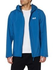 1 X JACK WOLFSKIN MEN'S JWP HARDSHELL JACKET, INDIGO BLUE, XXL.