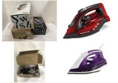 3X ASSORTED APPLIANCES TO INCLUDE RUSSELL HOBBS SUPREME STEAM IRON, POWERFUL VERTICAL STEAM FUNCTION, NON-STICK STAINLESS STEEL SOLEPLATE, EASY FILL 300ML WATER TANK, 110G STEAM SHOT, 40G CONTINUOUS