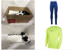 10X ASSORTED BRANDED CLOTHING TO INCLUDE NIKE M NK DRY PARK 1STLYR JSY LS LONG SLEEVED T-SHIRT - VOLT/(BLACK), LARGE, HELLY HANSEN MEN'S LIFA MERINO MIDWEIGHT PANTS, NEW ITEM, XXL UK.