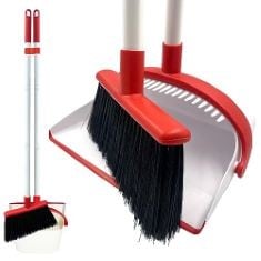 X20 ASSORTED ITEMS TO INCLUDE LONG HANDLED DUSTPAN AND BRUSH SET – BROOM AND DUSTPAN SET REDUCE BENDING TALL LOBBY DUSTPAN AND SWEEPING BRUSH (WHITE & RED).