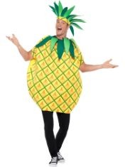 SMIFFYS PINEAPPLE COSTUME, YELLOW WITH TABARD & LEAF CROWN HEADBAND, FUNNY FANCY DRESS, COMEDY DRESS UP COSTUMES, SMIFFYS FEVER TINSEL FESTIVAL JACKET, RED, FEVER FANCY DRESS, FEVER DRESS UP ACCESSOR