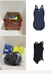 X12 ASSORTED SWIMWEAR TO INCLUDE ZOGGS GIRL'S COTTESLOE SPORTSBACK ONE PIECE SWIMSUIT, BLACK/ECO FABRIC, 12 YEARS, ARENA GIRLS DYNAMO ONE PIECE, NAVY, 12-13 YEARS EU.