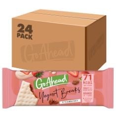 X51 ASSORTED FOOD ITEMS TO INCLUDE GO AHEAD YOGURT BREAKS STRAWBERRY BISCUITS TWIN PACK, CREAMY YOGURT COATED SNACK BARS, 35 G (PACK OF 24), ITSU MILK CHOCOLATE RICE CAKES HEALTHY SNACK 34G (PACK OF