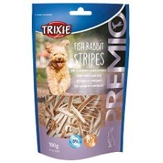 APPROX X20 ASSORTED PET FOOD TO INCLUDE PREMIO FISH RABBIT STRIPES, 100 G.