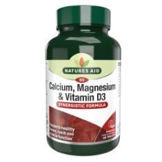 50 X NATURES AID CALCIUM MAGNESIUM AND D3, HELPS MAINTAIN NORMAL BONES, TEETH AND MUSCLE FUNCTION, VEGAN, 90 TABLETS BB: 10/24.