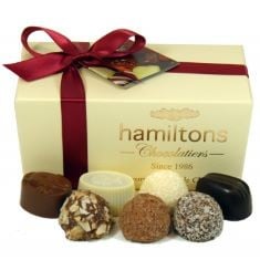 X22 ASSORTED HAMILTONS CHOCOLATE BOXES TO INCLUDE HAMILTONS IVORY LUXURY BELGIAN BALLOTIN 16 HANDMADE CHOCOLATES GIFT BOX BB: 10/24, HAMILTONS BURGUNDY LUXURY BELGIAN BALLOTIN 12 HANDMADE CHOCOLATES