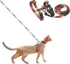 51 X PIDAN CAT HARNESS AND LEASH SET, CATS ESCAPE PROOF - ADJUSTABLE KITTEN HARNESS FOR LARGE SMALL CATS, LIGHTWEIGHT SOFT WALKING TRAVEL PETSAFE HARNESS（(MULTICOLOR）.