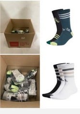 QTY OF ITEMS TO INLCUDE X8 ASSORTED ADIDAS SOCKS TO INCLUDE ADIDAS UNISEX KIDS BOLD 3-STRIPES CUSHIONED CREW SOCKS 3 PAIRS, WHITE/BLACK/WHITE, 4-5 YEARS, ADIDAS UNISEX KIDS BRAND LOVE CREW SOCKS 3 PA