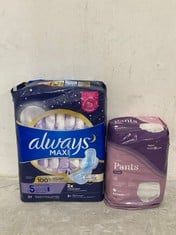 CAGE OF ASSORTED SANUTARY PRODUCTS TO INCLUDE CAREFREE COTTON FEEL NORMAL PANTY LINERS (CAGE NOT INCLUDED)