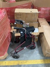 3 X ASSORTED ITEMS TO INCLUDE PERFORMANCE HEALTH ESCAPE LITE ATTENDANT WHEELCHAIR RUBY RED