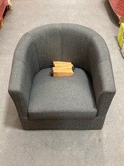 SMALL CORNER CHAIR IN GREY - WITH WOODEN LEGS