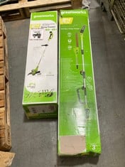 GREENWORKS 24V BATTERY POWERED STRING TRIMMER AND GREENWORKS POLE SAW/HEDGE TRIMMER