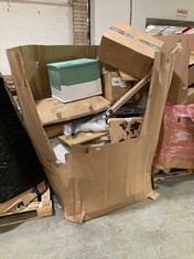 PALLET OF ASSORTED ITEMS TO INCLUDE WOODEN WORLD MAP