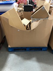 PALLET OF ASSORTED ITEMS TO INCLUDE SMALL CHILDRENS WICKER CHAIR