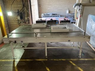 MBA DOUBLE TRACK ROLLER CONVEYOR TABLE 302CM L X 102CM W X 90CM H EACH