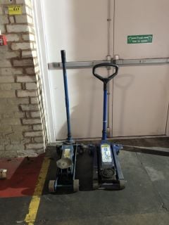 2 X BLUE 2 TONNE HYDRAULIC FLOOR TROLLEY VEICHLE JACKS