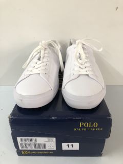 RALPH LAUREN POLO LONGWOOD-SK-VLC WHITE SHOES - SIZE: 9 -RRP.£ 76