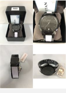 TITAN ALL BLACK STAINLESS STEEL WRIST WATCH MODEL: 1806NBA