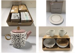 BOX OF ITEMS TO INC JOHN LEWIS WAVE FINE CHINA ESPRESSO CUPS & SAUCERS (655160)