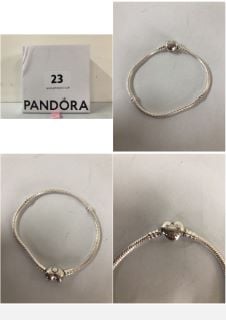 PANDORA STERLING SLIVER HEART CLASP SNAKE CHAIN BRACELET - RRP.£55