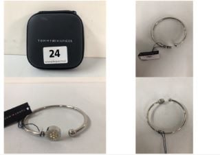 TOMMY HILFIGER STAINLESS STEEL CRYSTAL OPEN BANGLE MODEL: 2780571 - RRP.£59